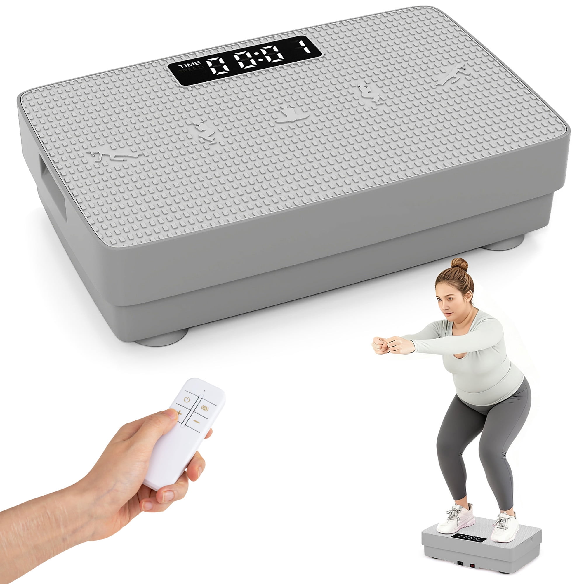 Gymax Vibration Plate Exercise Machine w/Gravity Sensor Remote Control for Home Gym Grey