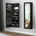 thumbnail image 1 of Gymax  Wall Door Mounted Lockable Jewelry Cabinet Armoire Organizer w/LED Black, 1 of 10