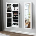 thumbnail image 1 of Gymax  Wall Door Mounted Lockable Jewelry Cabinet Armoire Organizer w/LED White, 1 of 10