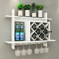 thumbnail image 1 of Gymax Wall Mount Wine Rack w/ Glass Holder & Storage Shelf Organizer Home Decor White, 1 of 9