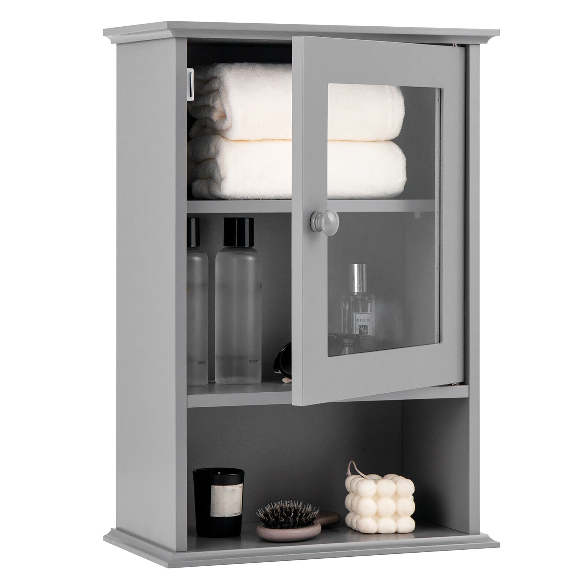 Gymax Wall Mounted Bathroom Cabinet Storage Organize Hanging Medicine ...