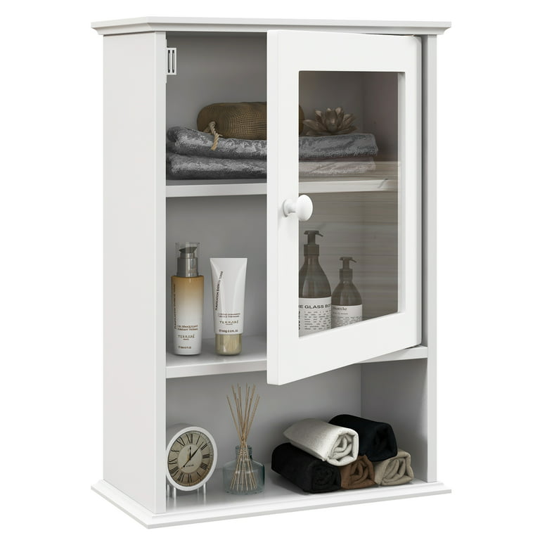 Gymax Wall Mounted Bathroom Cabinet Storage Organize Hanging Medicine  Adjustable Shelf