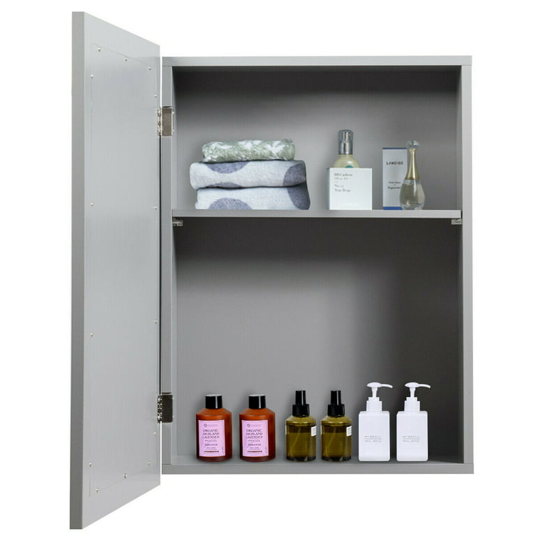 Gymax Wall-Mounted Bathroom Storage Organizer Mirrored Medicine