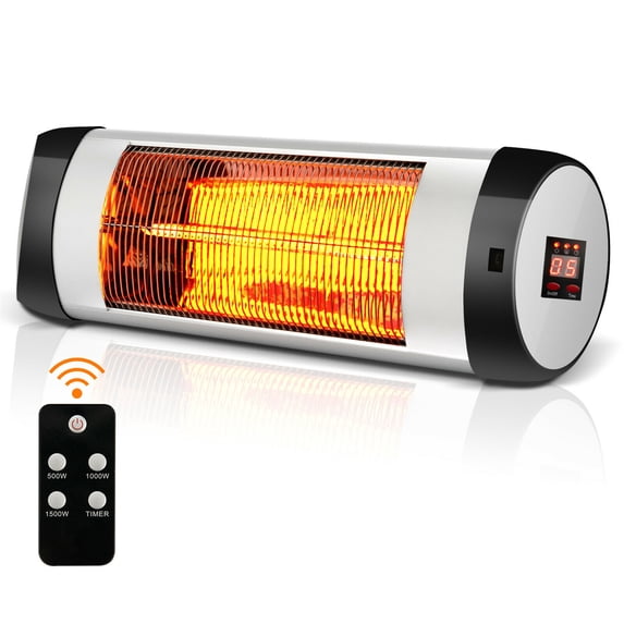 Gymax Wall-Mounted Electric Heater Patio Infrared Heater W/ Remote Control