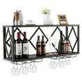 thumbnail image 1 of Gymax Wall Mounted Wine Rack Industrial Storage Display Shelf Glass Holder Kitchen, 1 of 9