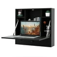 thumbnail image 1 of Gymax Wall-mounted Desk Floating Computer Workstation w/ Storage Shelves Home Office Black, 1 of 9