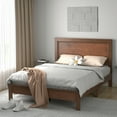 thumbnail image 1 of Gymax Walnut Queen Size Bed Frame Platform Slat High Headboard Bedroom Rubber Wood Leg, 1 of 6