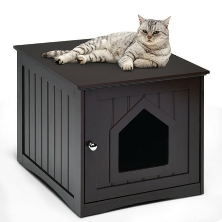 Gymax Weatherproof Multi-function Pet Cat House Indoor Outdoor Sidetable Nightstand