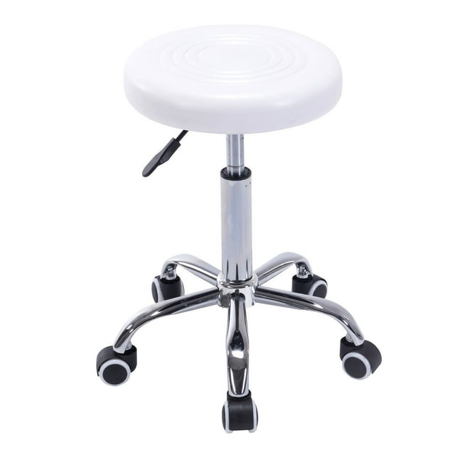Gymax White Adjustable Hydraulic Rolling Swivel Stool Salon Massage Spa