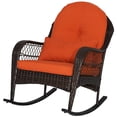 thumbnail image 1 of Gymax Wicker Rocking Chair w/ Orange Seat Back Cushions & Lumbar Pillow Balcony Patio, 1 of 6