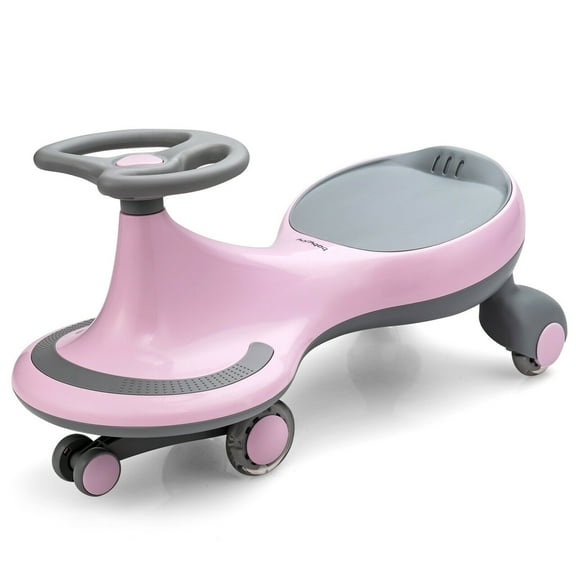 Gymax Wiggle Car Ride-on Toy w/ Flashing Wheels for Toddlers & Kids Pink