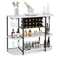 thumbnail image 1 of Gymax Wine Rack Table Coffee Bar Cabinet Freestanding Liquor Stand Glass Holder White, 1 of 10