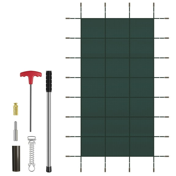 Gymax Winter Swimming Leaf Pool Cover Safety Pool Cover for Pool Size: 32 x 16 FT Green