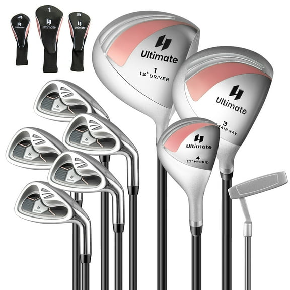 Gymax Women's 9 Pieces Complete Golf Club Set w/ 460cc Alloy Driver & Head Covers Pink