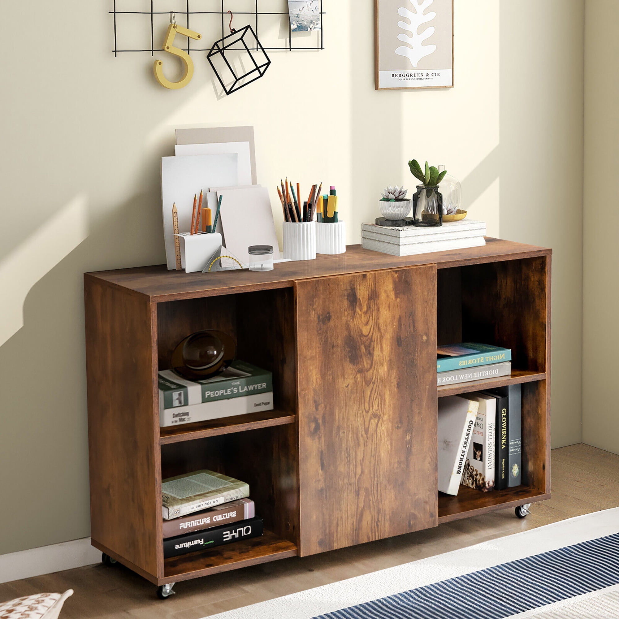 Room divider sale bookcase on wheels