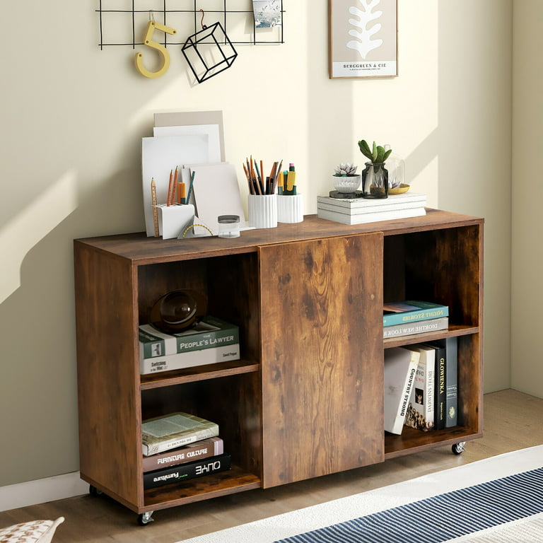Gymax 5-Tier Tree Bookshelf w/ Wooden Drawer Display Storage Organizer - Brown