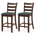 thumbnail image 1 of Gymax Wood Bar Stools Set of 2 Counter Height Chairs w/ Faux Leather Upholstered Seat, 1 of 9