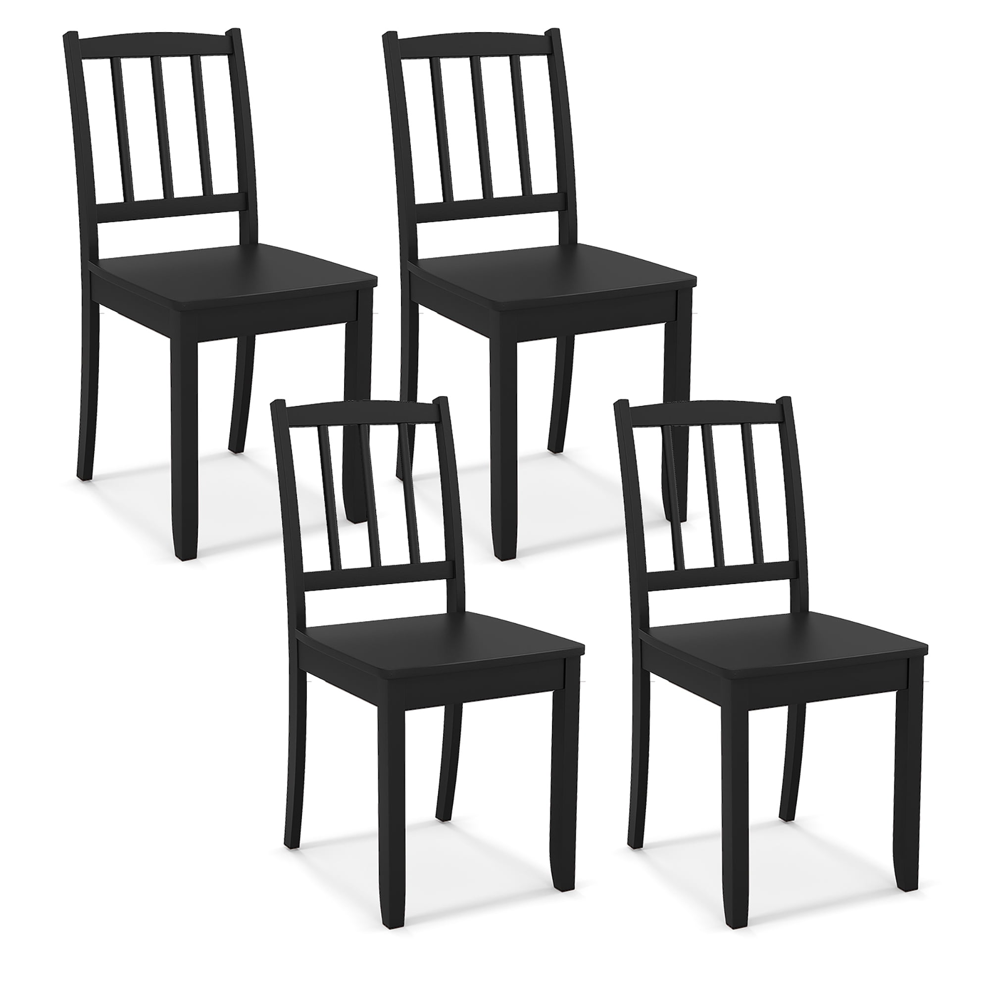 Wood Dining Chair Set of 2 Armless Kitchen Chairs with Rubber Wood Legs-Black main image 0