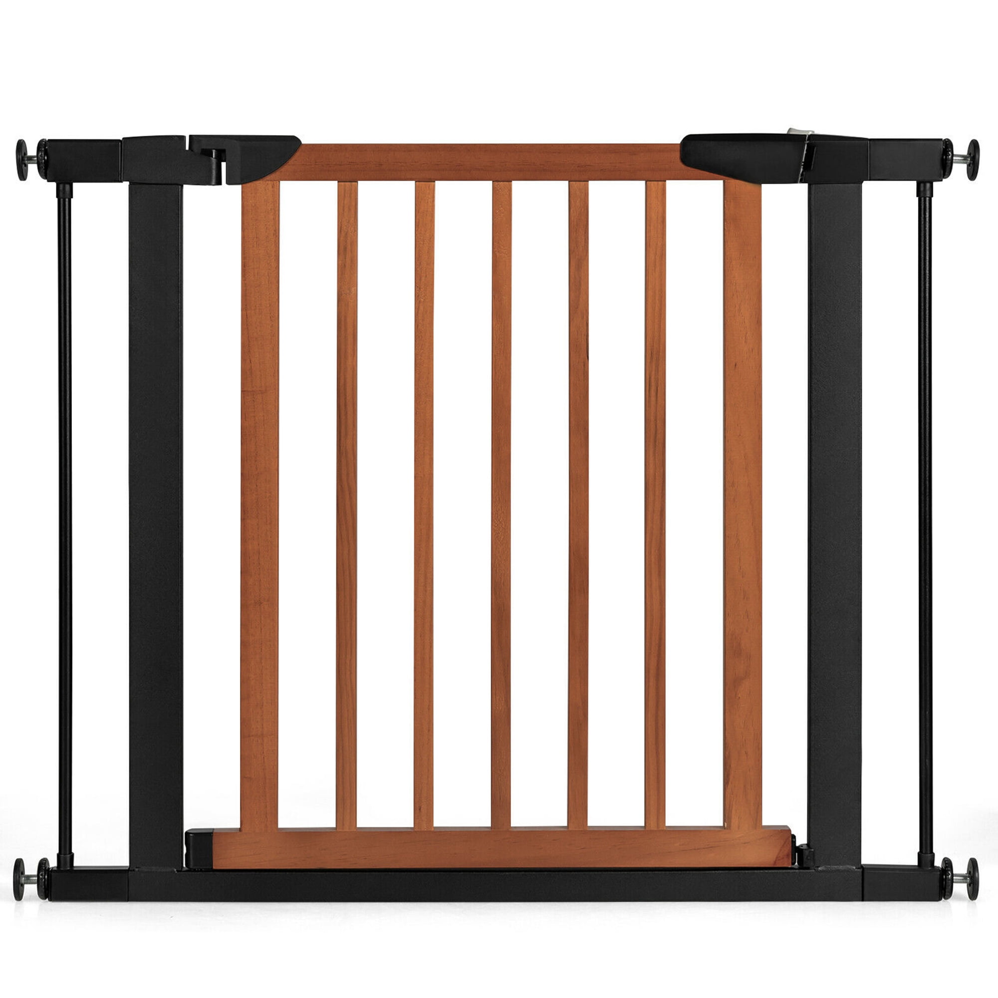 Gymax Wood Metal Safety Baby Gate Fits 29.5 38 W Extendable