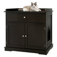 thumbnail image 1 of Gymax Wooden Cat Litter Box Enclosure w/ Drawer Side Table Furniture Coffee, 1 of 10