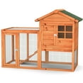 thumbnail image 1 of Gymax Wooden Chicken Coop Outdoor & Indoor Small Rabbit Hutch w/ Run Natural, 1 of 10