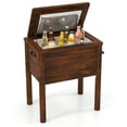 thumbnail image 1 of Gymax Wooden Cooler for Patio 54 Quart Beverage Cooler w/ Handles Rustic Brown, 1 of 10
