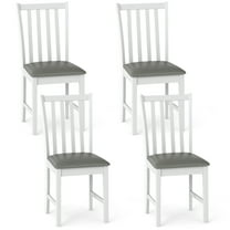 Gymax Wooden Dining Chair Set of 4 w/Rubber Wood Frame & Padded Seat & Curved Back White