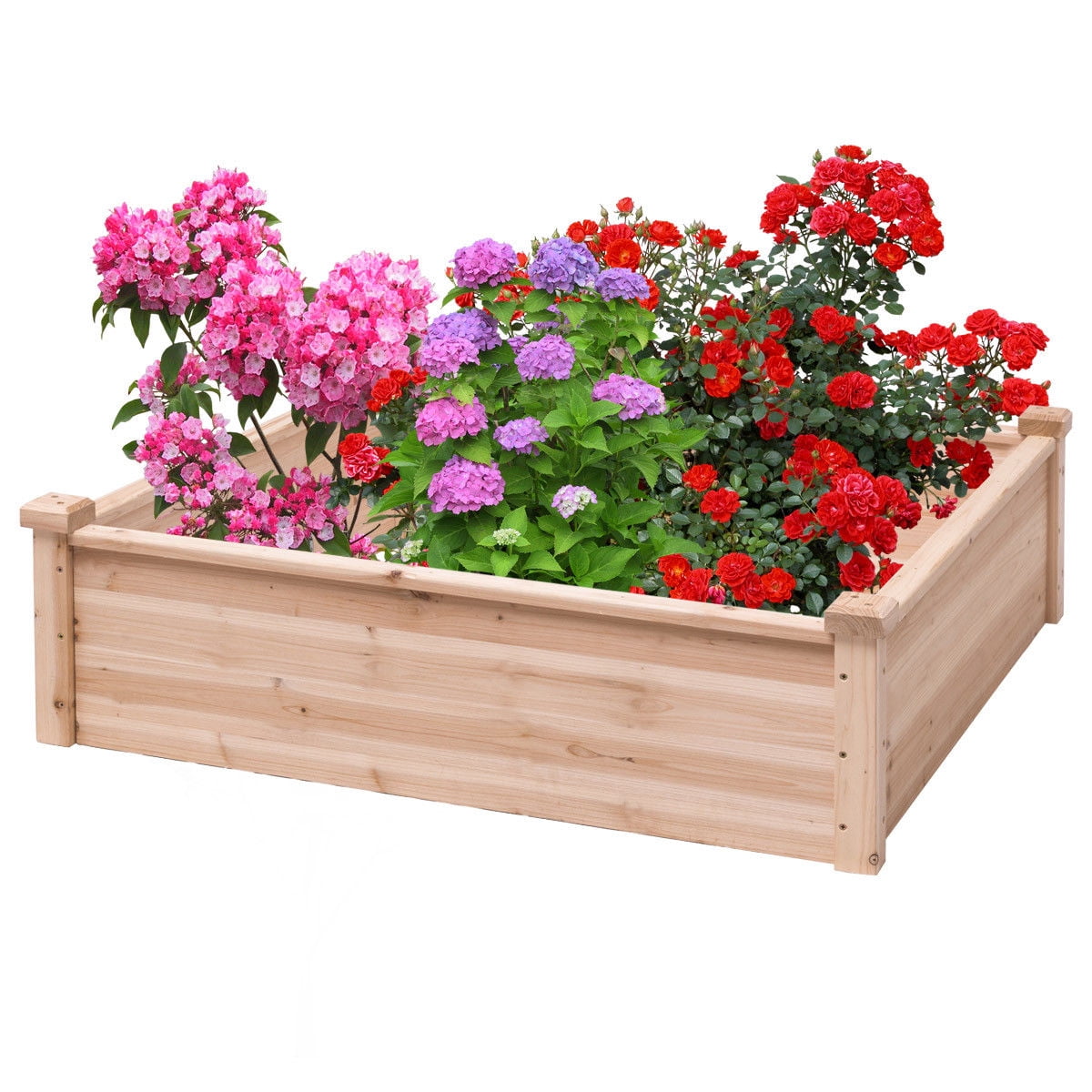 Gymax Wooden Garden Bed Vegetable Flower Raised Square Planter Kit Outdoor Garden