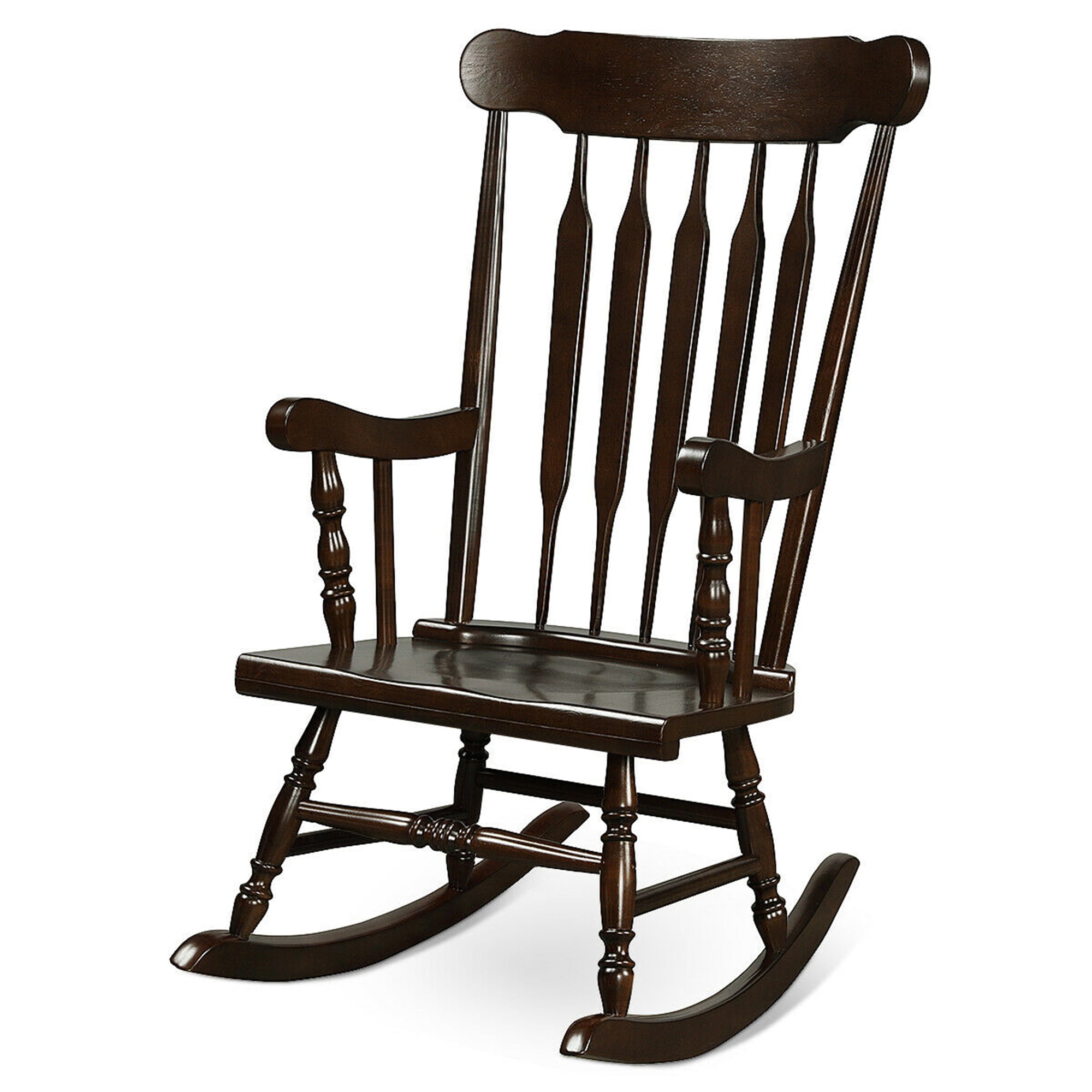 Gymax Wooden Indoor Garden Patio Rocking Chair, Coffee