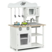 Gymax Wooden Pretend Play Kitchen Set for Kids Toddlers w/ Accessories & Sink