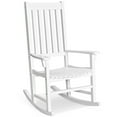 thumbnail image 1 of Gymax Wooden Rocking Chair Porch Rocker High Back Garden Seat For Indoor Outdoor White, 1 of 10