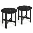 thumbnail image 1 of Gymax 2 PCS 18'' Patio Round Side End Coffee Table Wooden Slat Deck Black, 1 of 10