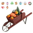 thumbnail image 1 of Gymax Wooden Wagon Planter Decorative Indoor/ Outdoor Rustic Flower Cart w/ Wheel Red, 1 of 10