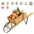 thumbnail image 1 of Gymax Wooden Wagon Planter Decorative Indoor/ Outdoor Rustic Flower Cart w/ Wheel Walnut, 1 of 10