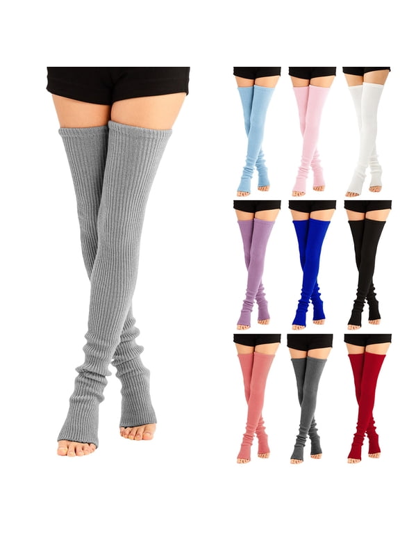 1 Pair Winter Leg Warmers Thigh High Socks Over Knee Footless Socks Knitted Long Boot Cuffs Topper Socks for Women