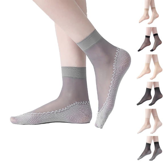 Gymayou 10 Pairs Nylon Socks for Women Antil-Slip Thin Ankle Socks Sheer Ankle Sock Silk Sock