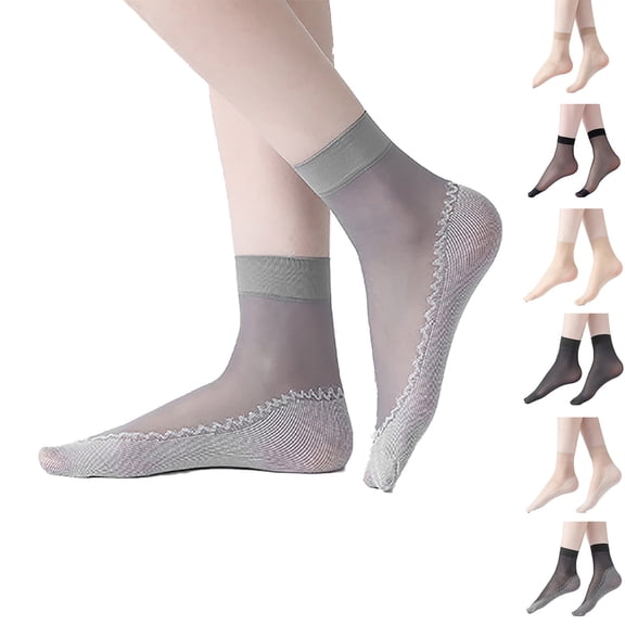 Gymayou 10 Pairs Nylon Socks for Women Antil-Slip Thin Ankle Socks Sheer Ankle Sock Silk Sock