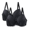 thumbnail image 1 of Gymayou 2 Pack Women Lace Minimizer Bra Set Underwire Full Coverage Anti Sag Gathered Support Bra for Large Bust Sky Blue 75C, 1 of 3