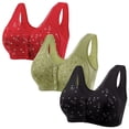 thumbnail image 1 of Gymayou 3 Pack Front Snap Closure Bras for Older Women Full Coverage Comfort Wireless Bralettes Wide Strap Support Bras for Elderly Ladies Multicolor #6 S, 1 of 8