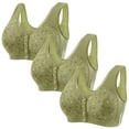 thumbnail image 1 of Gymayou 3 Pack Front Snap Closure Bras for Older Women Full Coverage Comfort Wireless Bralettes Wide Strap Support Bras for Elderly Ladies Green 2XL, 1 of 7