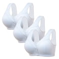 thumbnail image 1 of Gymayou 3 Pack Ribbed Bras for Women Front Closure No Underwire Comfort Senior Wireless Snap Closing Bra Wide Strap Support White 36, 1 of 3
