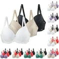 thumbnail image 1 of Gymayou 3 Pack Women Floral Lace Minimizer Bra Bundle Underwire Full Coverage Anti Sag Support Bra for Large Bust Gathered Shaping Beige 100B, 1 of 3
