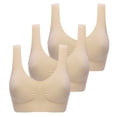 thumbnail image 1 of Gymayou 3 Pack Womens Sports Bra Wireless No Underwire Comfortable Low Impact Workout Bra Breathable Stretch Support Bralette Khaki 2XL, 1 of 6