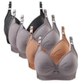 thumbnail image 1 of Gymayou 5 Pack High Support Wireless Bras for Women Adjustable Strap Full Coverage Comfort Bra Lift Up Everyday Bras Multicolor #32 S, 1 of 6