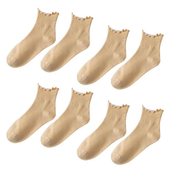 Gymayou 6 Pairs of Ruffle Socks Women Cute Frilled Edge Ankle Socks Crew Socks Soft Breathable Casual Socks