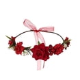 thumbnail image 1 of Gymayou Boho Flower Crowns Floral Wreath With Ribbon Headbands Garland Wedding Bridal Bridesmaid Headpiece Red, 1 of 3