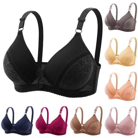 Gymayou Breathable Gather Bra for Women No Underwire Anti-Sagging Bralette Soft Skin-Friendly Comfortable Support Full Coverage Bras Beige 36