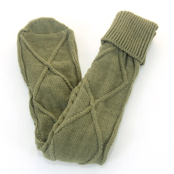 Gymayou Cable Knit Thigh High Socks for Women Over the Knee Boot Socks Leg Warmer Winter Stockings Green One Size