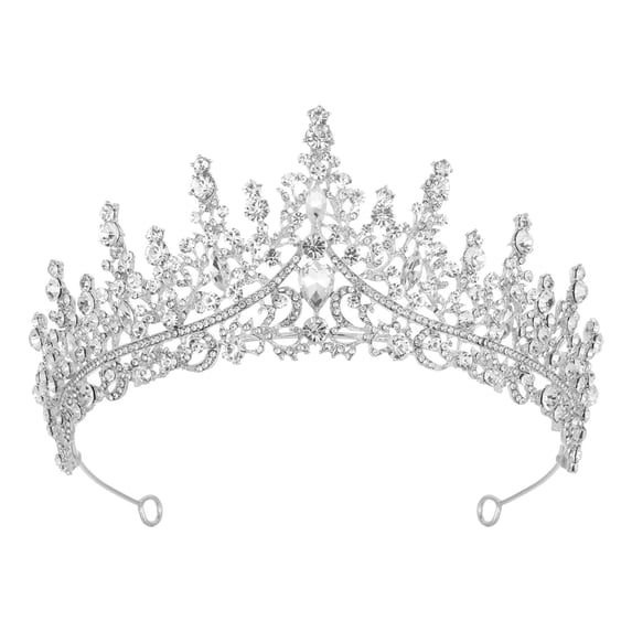 Gymayou Crown for Women Baroque Vintage Tiaras with Gemstones for Prom Birthday Party Costume Headpieces White