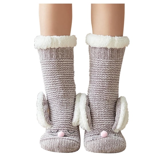 Gymayou Cute Fuzzy Socks for Women Fluffy Warm Slipper Socks Z03/Grey One Size